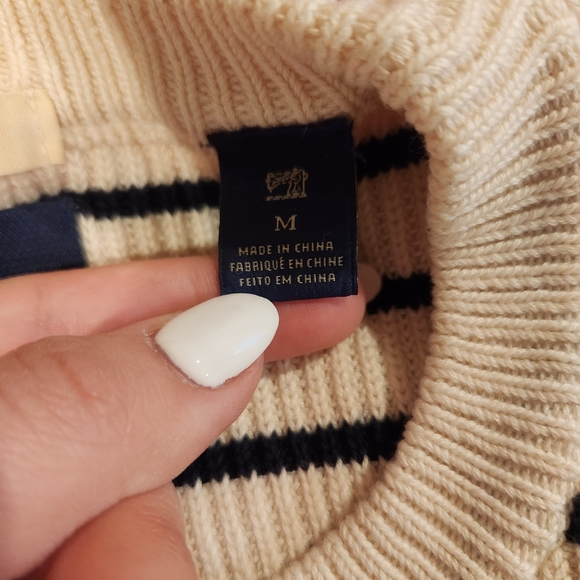 Scotch & Soda Sweater With Stripe Contrast Hem And Cuff In White Stripe- Size M - Picture 5 of 6